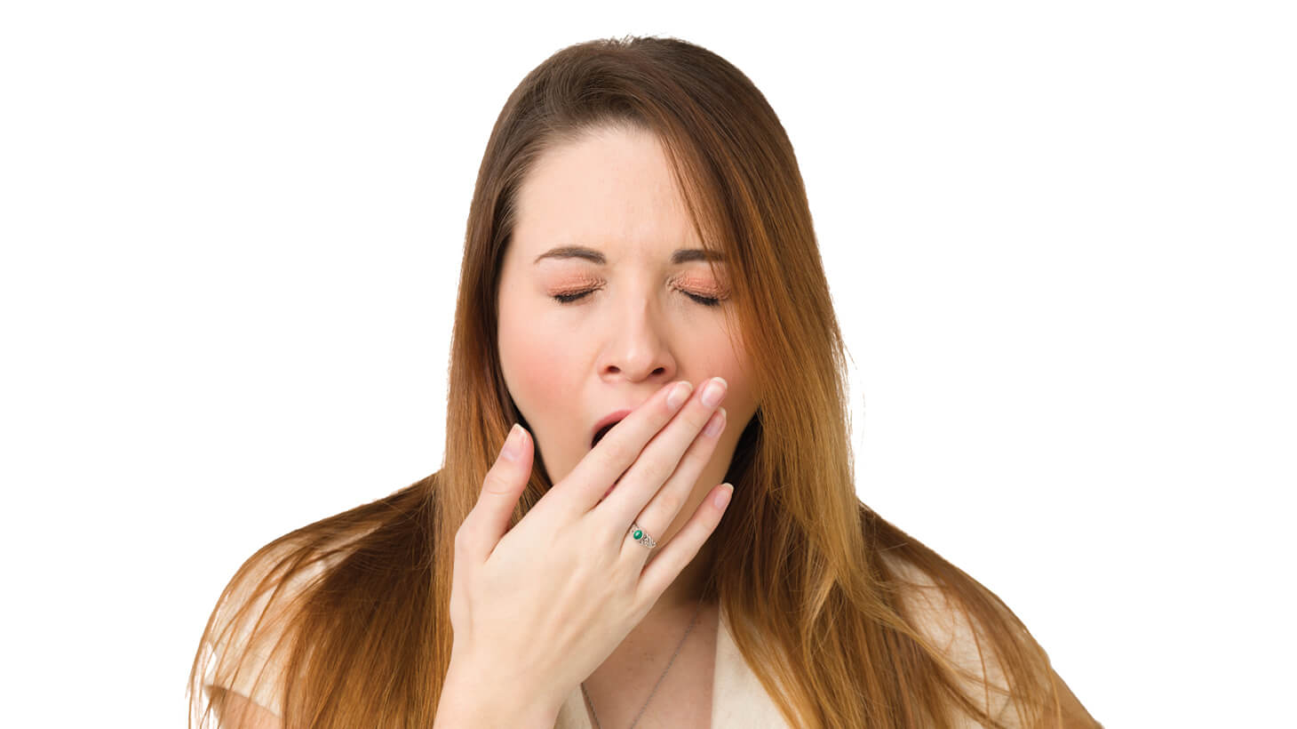 fatigued woman yawning